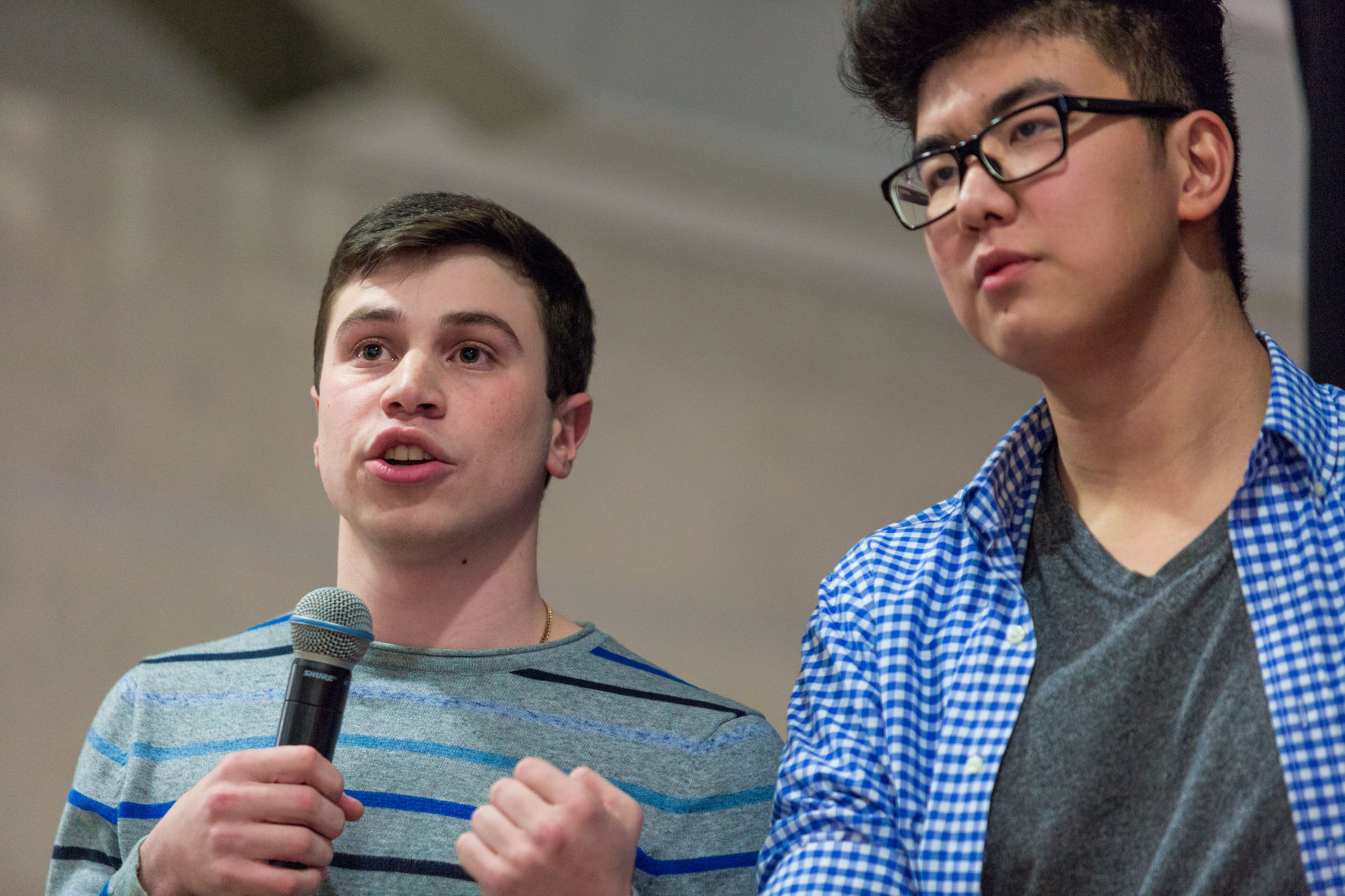 USC Debate ForYe slate speaking closeup (Photo)